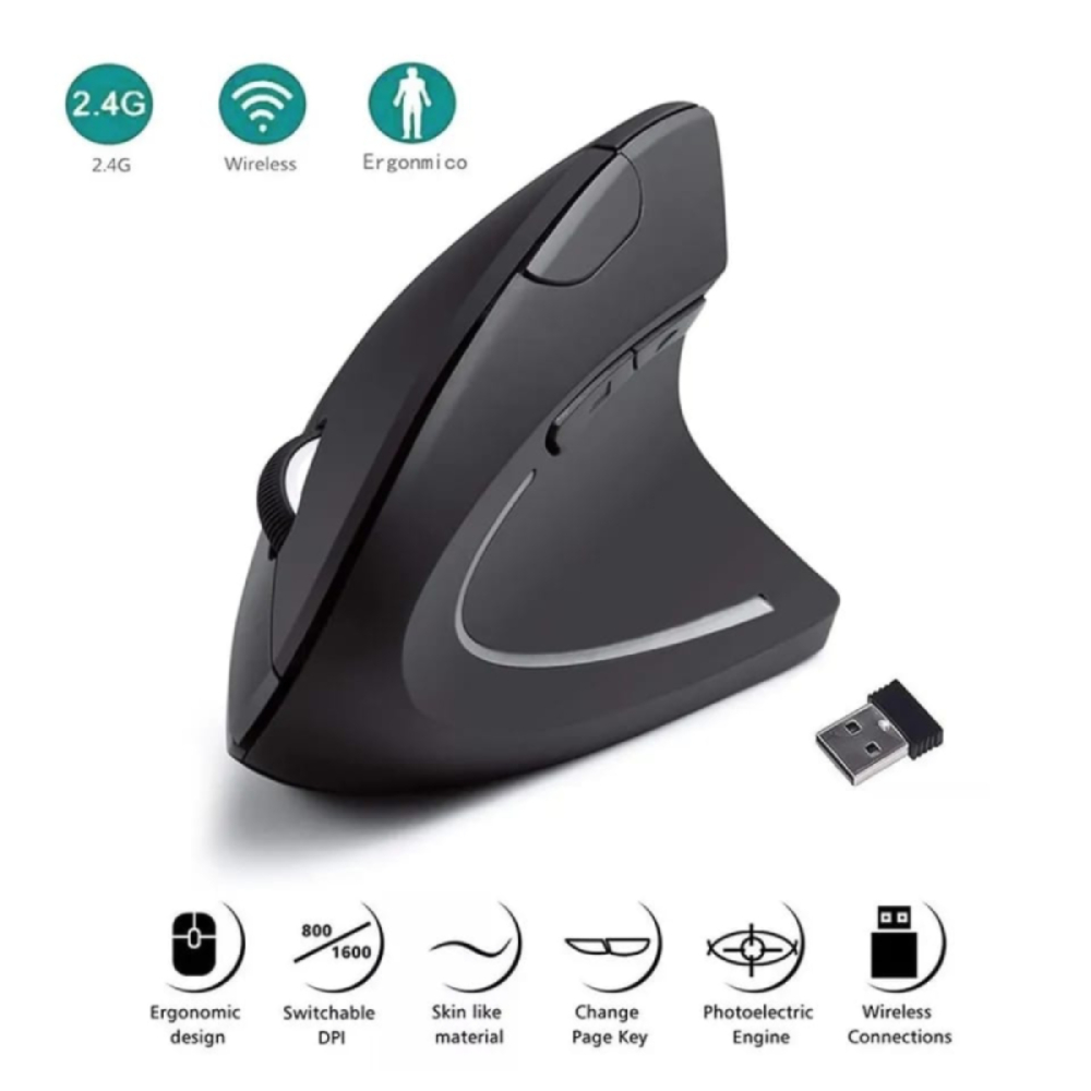 MOUSE VERTICAL INALAMBRICO ERGONOMICO BATERIA - 1