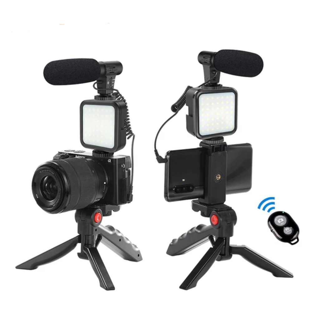 MICROFONO PARA CELULAR ANDROID CAMARA LUZ TRIPODE CONTROL BLUETOOTH - 1