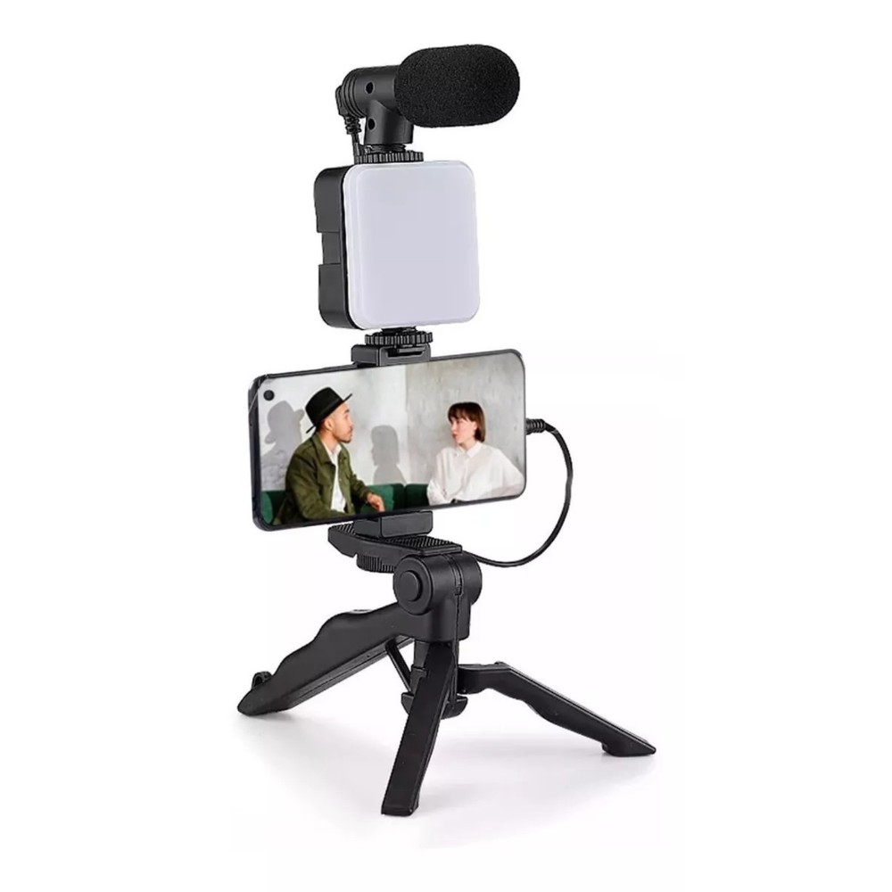 MICROFONO PARA CELULAR ANDROID CAMARA LUZ TRIPODE CONTROL BLUETOOTH - 4