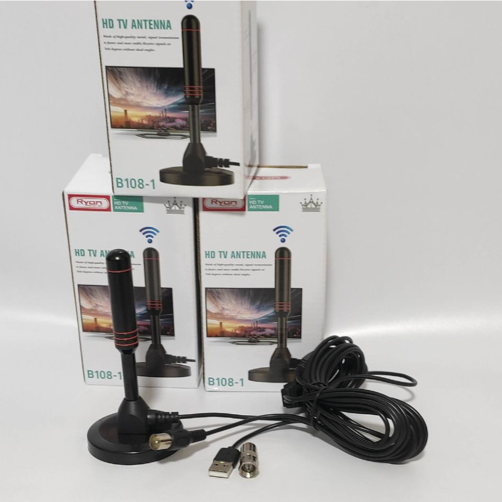 ANTENA PARA TV SMART HD AMPLIFICADA INTERIOS 5M COAXIAL USB - 1