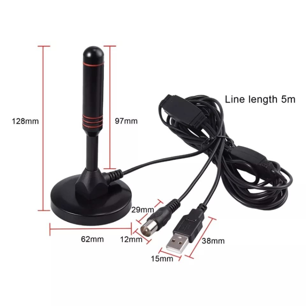 ANTENA PARA TV SMART HD AMPLIFICADA INTERIOS 5M COAXIAL USB - 4