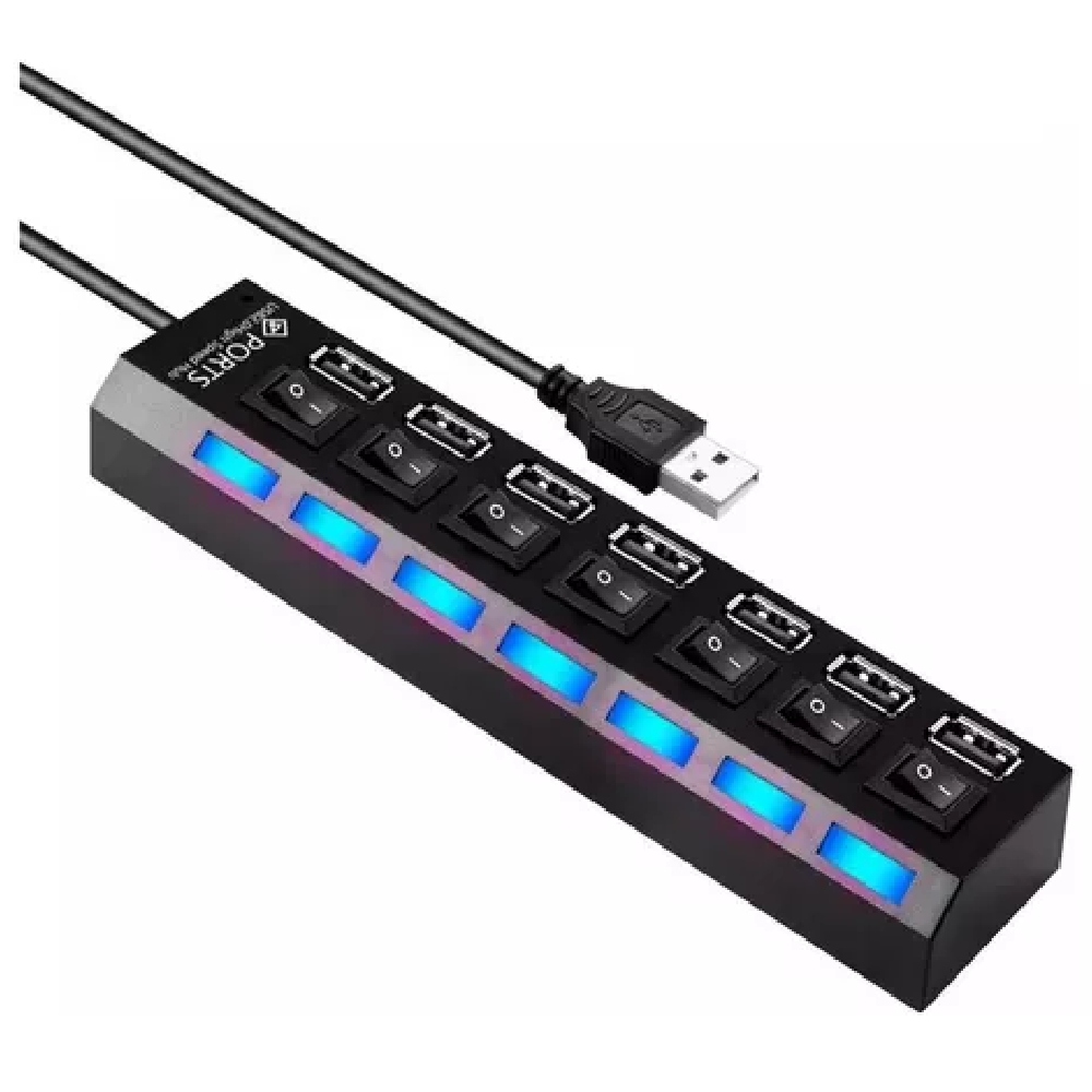 HUS 7 PUERTOS 2.0 MULTIPUERTOS EXTENSION INDICADOR LED LED 50CM DE CABLE - 3