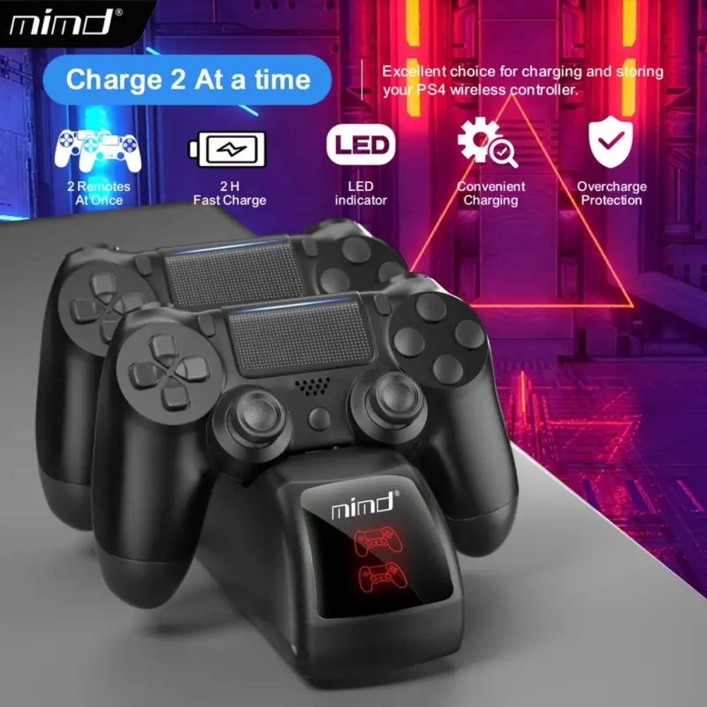 CARGADOR MANDO PLAY STATION 4 BASE DUAL PS4 SLIM PRO - 4