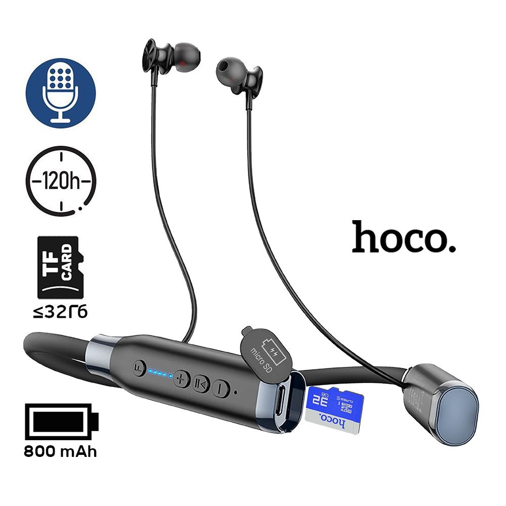 AUDIFONOS BLUETOOTH INALAMBRICO DEPORTIVO HOCO ES62 NEGRO 120 HORAS - 5