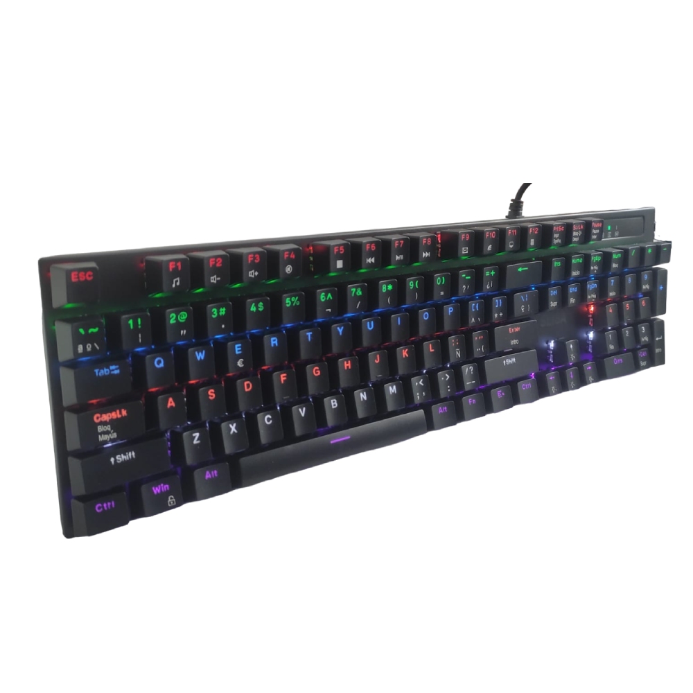 TECLADO MECANICO PARA PC LAPTOP LUZ RGB EFECTO ARCOIRIS CABLE USB - 2