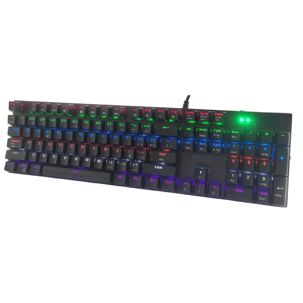 TECLADO MECANICO PARA PC LAPTOP LUZ RGB EFECTO ARCOIRIS CABLE USB - 3