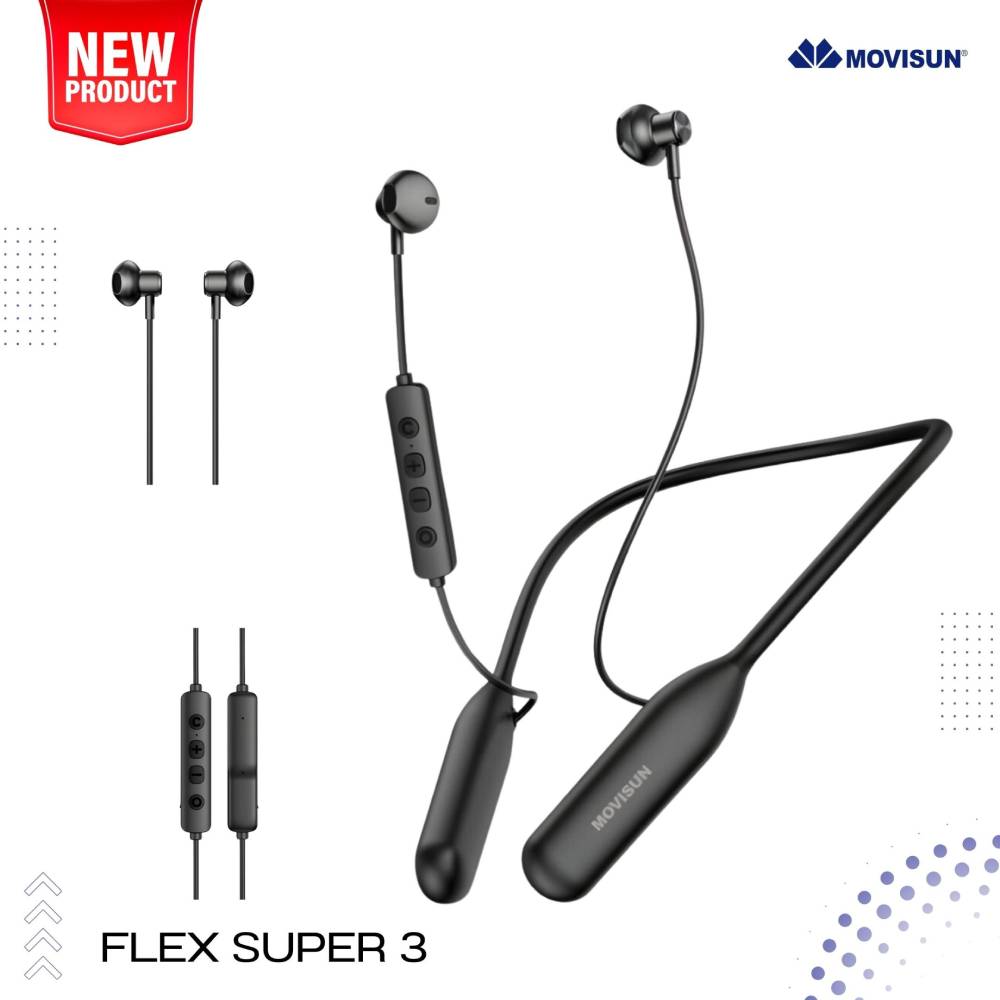 AUDIFONOS INALAMBRICO DEPORTIVOS CUELLERA MOVISUN FLEX SUPER 3 100 HORAS - 1