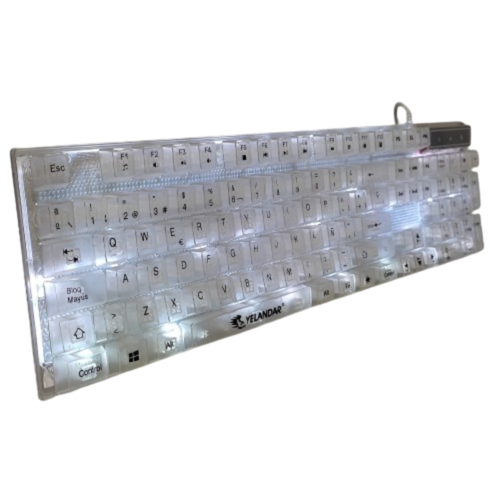 TECLADO PARA PC LAPTOP ALAMBRICO TRANSPARENTE LUZ RGB 7 COLORES - 7