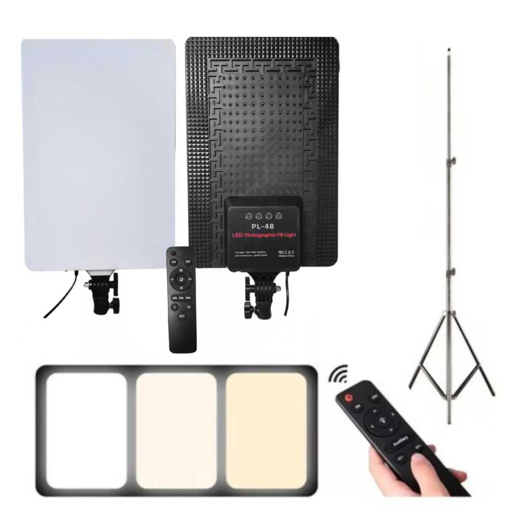 PANEL CON LUZ LED PARA VIDEO GRABACION FOTOGRAFIA 70W CONTROL REMOTO - 1