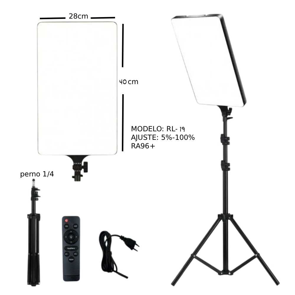 PANEL LUZ LED PARA FOTOGRAFIA Y VIDEO CON TRIPODE RL-19 - 5