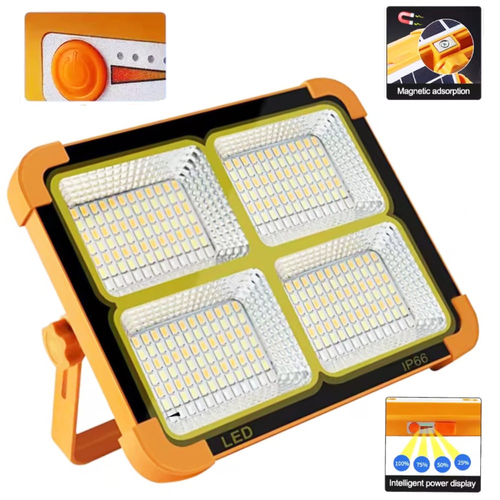 REFLECTOR LAMPARA LUZ LED RECARGABLE CON PANEL SOLAR PORTATIL - 1