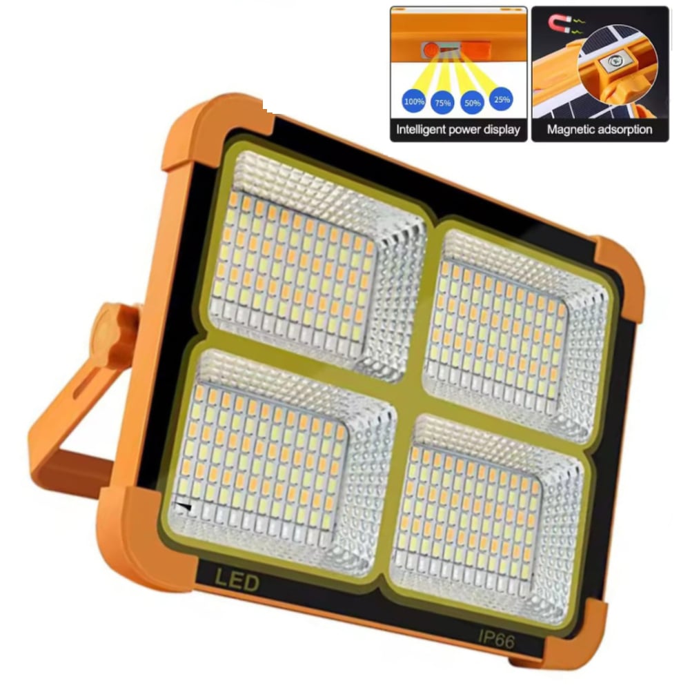 REFLECTOR LAMPARA LUZ LED RECARGABLE CON PANEL SOLAR PORTATIL - 2