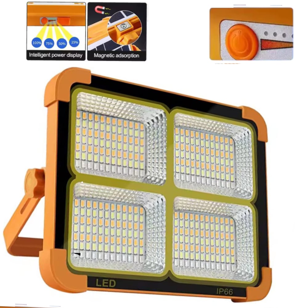 REFLECTOR LAMPARA LUZ LED RECARGABLE CON PANEL SOLAR PORTATIL - 4