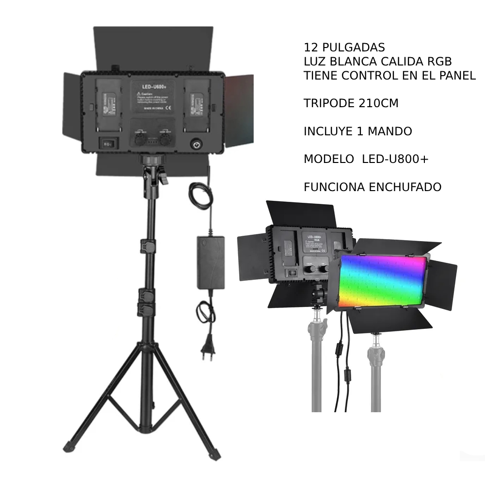 PANEL DE LUZ LED RGB PARA FOTOGRAFIA Y VIDEO CON TRIPODE U800 - 3
