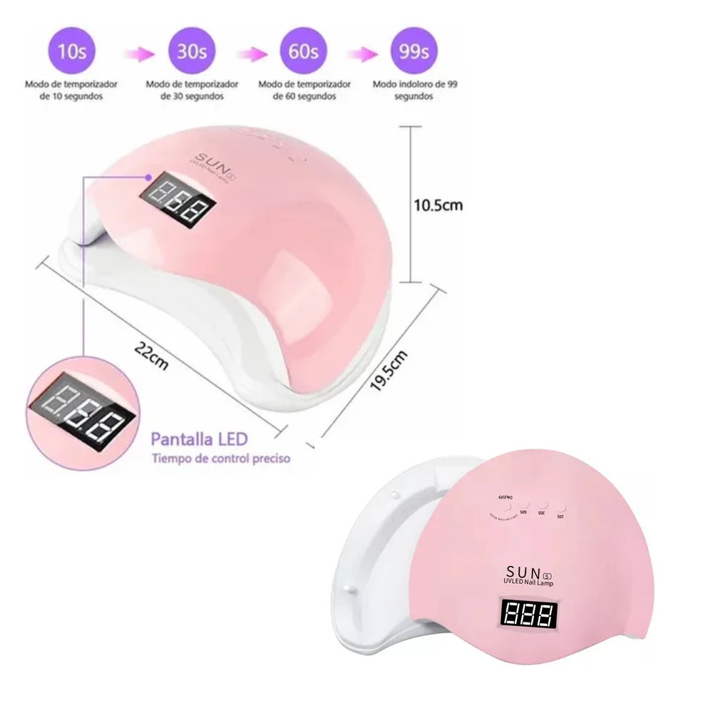 LAMPARA SECADOR DE UÑAS LED UV 48W TEMPORIZADOR - 2