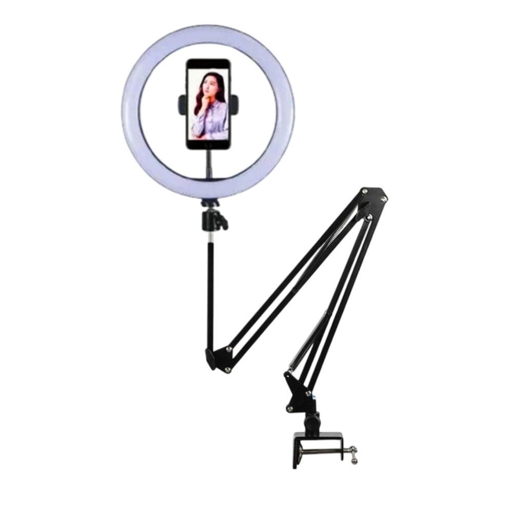 SOPORTE PARA ESCRITORIO MESA PLEGABLE CON ARO LED LUZ 10 PULGADAS - 3