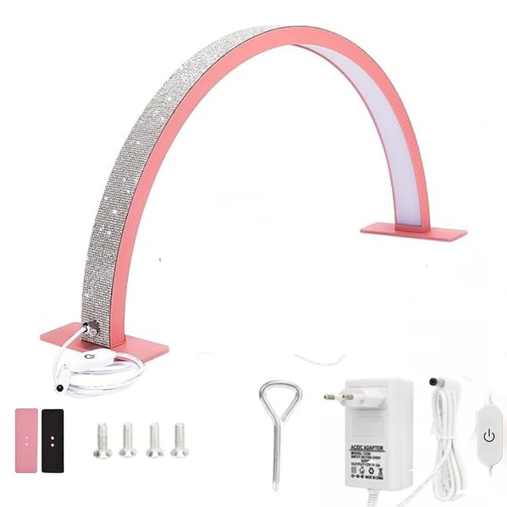 LAMPARA LED PARA ESCRITORIO COSMETICA MEDIA LUNA ROSADO 30W - 1