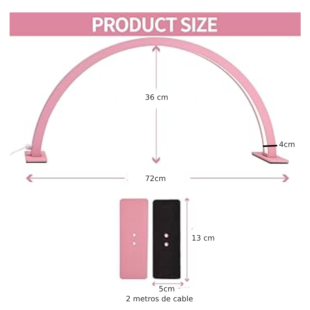 LAMPARA LED PARA ESCRITORIO COSMETICA MEDIA LUNA ROSADO 30W - 3