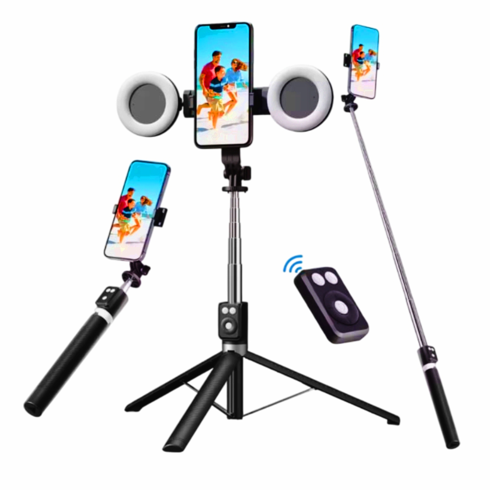 TRIPODE CONTROL BLUETOOH LUZ LED 170CM NEGRO PALO SELFIE - 1