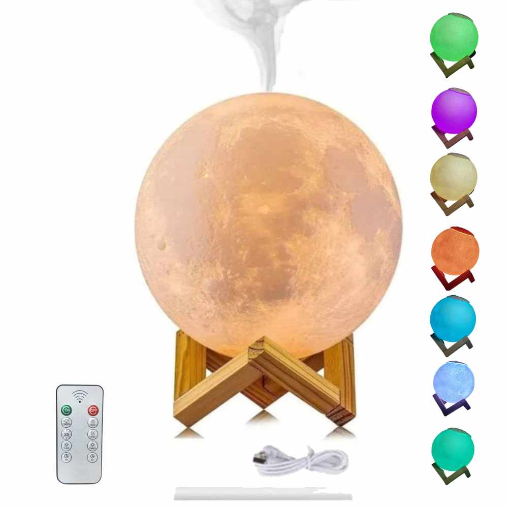 HUMIDIFICADOR LAMPARA LUNA DIFUSOR AROMATERAPIA LED RGB 1200ML - 1
