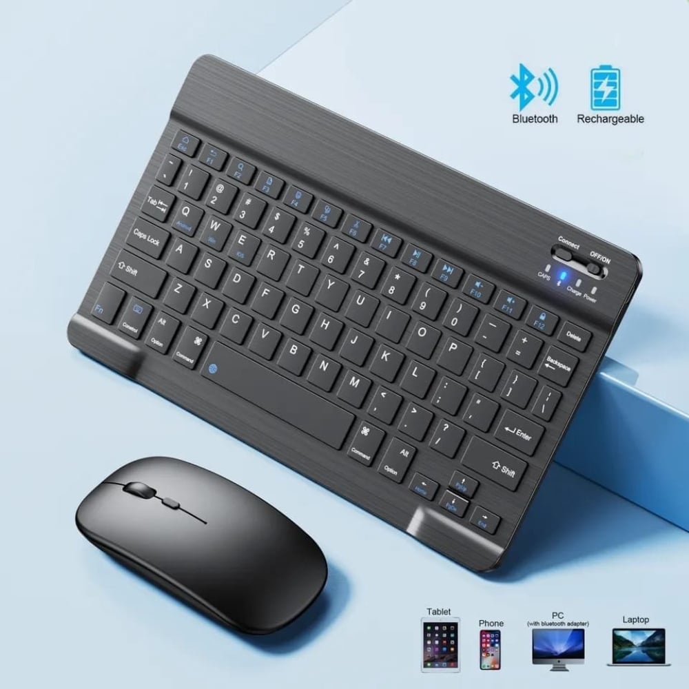 KIT TECLADO Y MOUSE INALAMBRICO BLUETOOTH NEGRO - 2