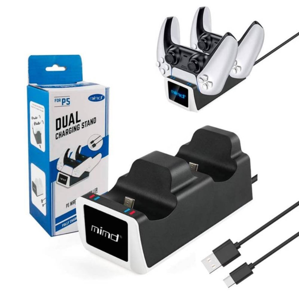 CARGADOR DUAL PARA MANDOS PS5 BASE LUZ LED - 1