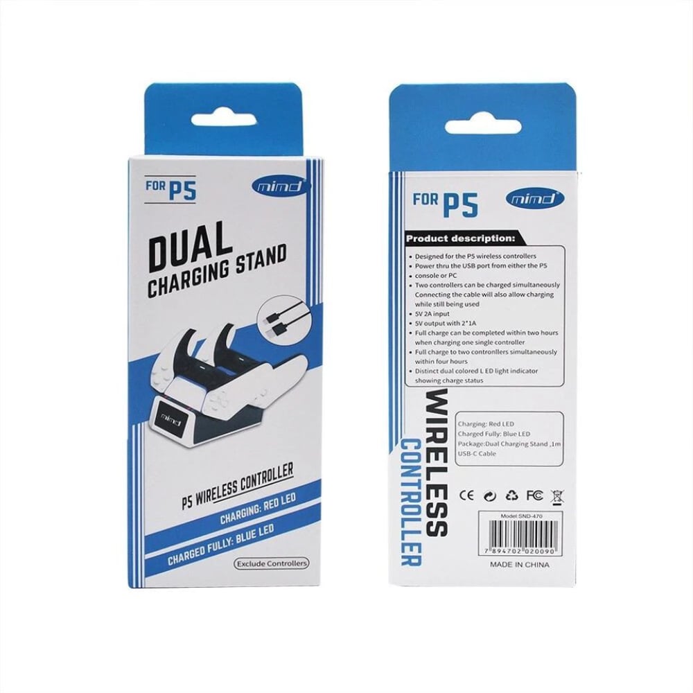 CARGADOR DUAL PARA MANDOS PS5 BASE LUZ LED - 2