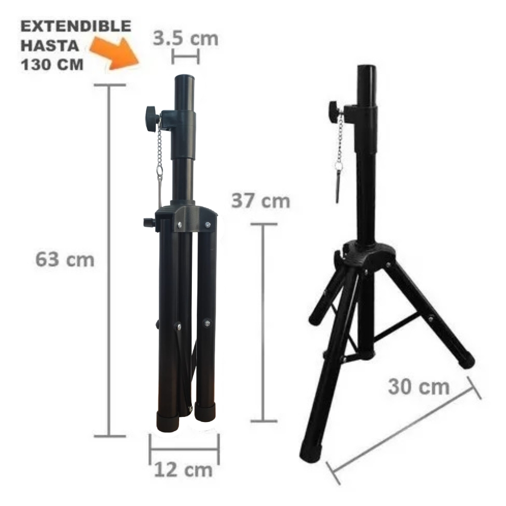 SOPORTE PARA PARLANTE DE 180CM AJUSTABLE NEGRO CON TRIPODE - 3