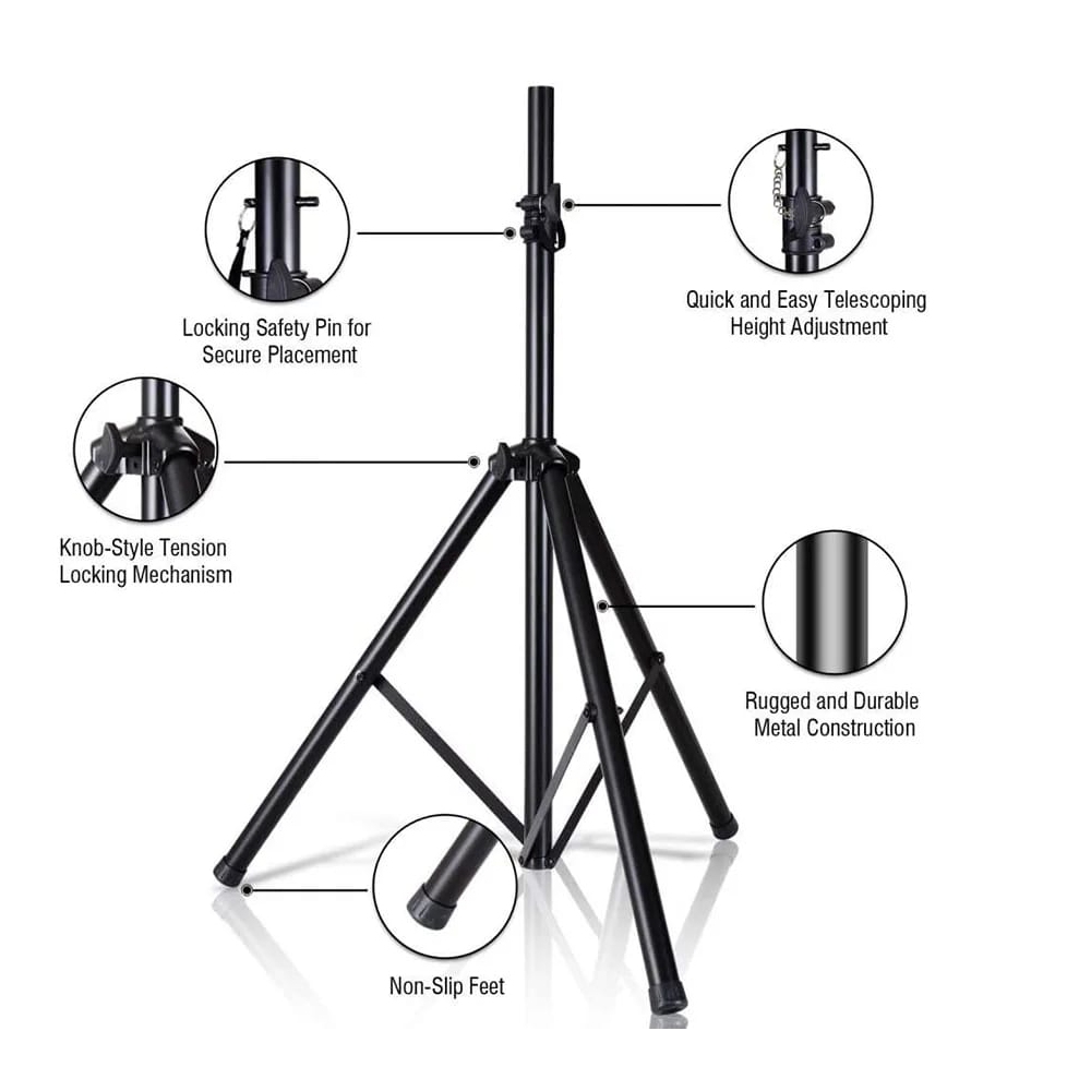 SOPORTE PARA PARLANTE DE 180CM AJUSTABLE NEGRO CON TRIPODE - 4