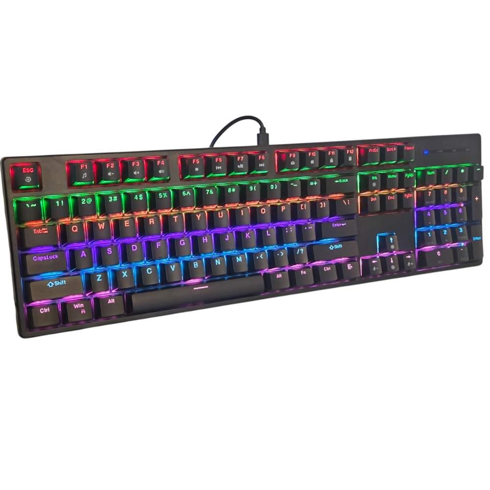 TECLADO MECANICO GAMER RGB EFECTO ARCOIRIS CABLE USB - 2
