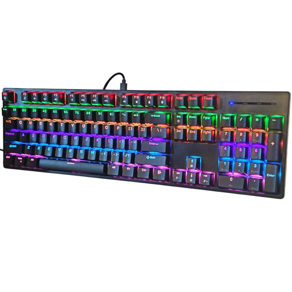 TECLADO MECANICO GAMER RGB EFECTO ARCOIRIS CABLE USB - 3