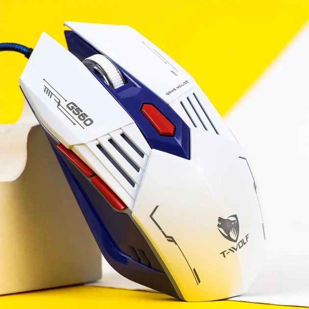 MOUSE GAMER 6 BOTONES LUZ RGB CABLE USB BLANCO - 2