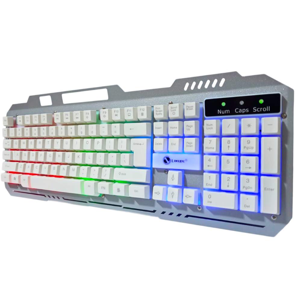 TECLADO GAMER ALAMBRICO BLANCO K25 LUZ RGB PARA PC LAPTOP - 3