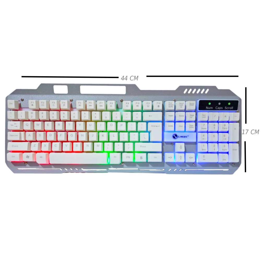 TECLADO GAMER ALAMBRICO BLANCO K25 LUZ RGB PARA PC LAPTOP - 4