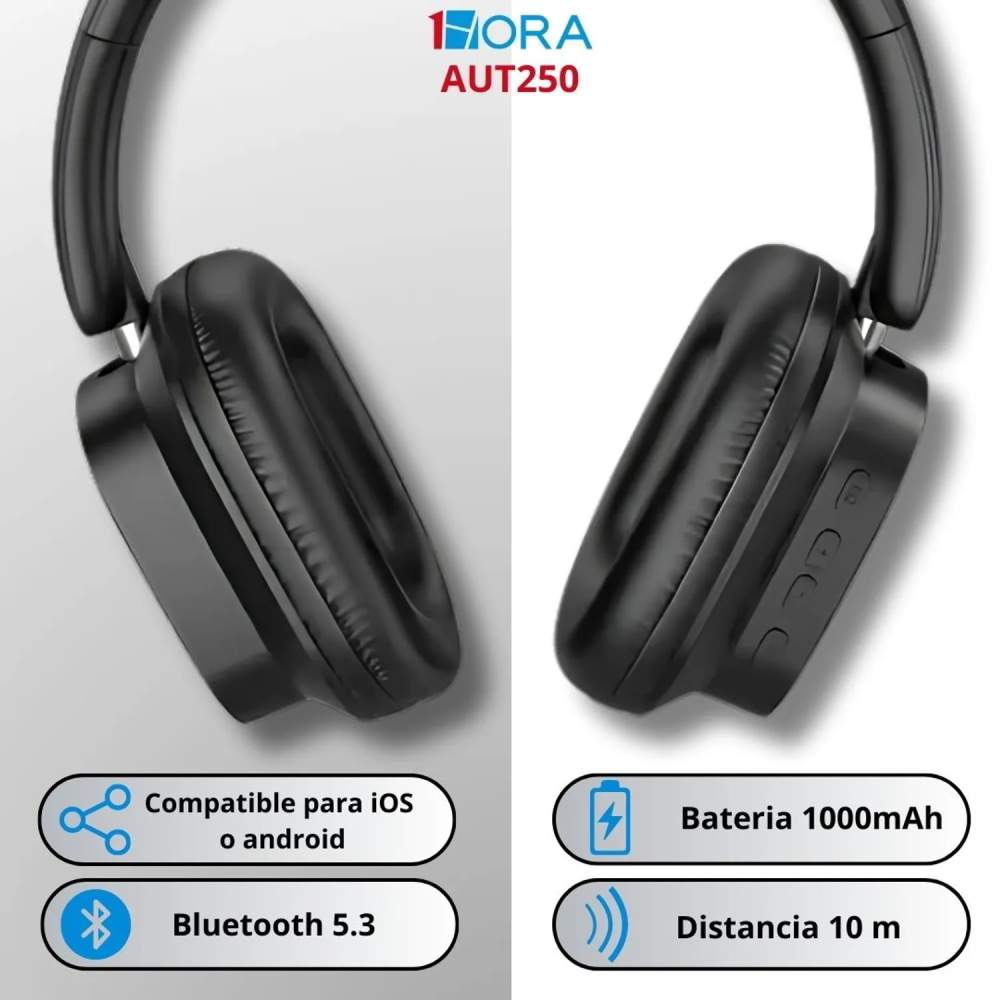 AUDIFONOS INALAMBRICO TIPO VINCA 1HORA AUT250 NEGRO - 2