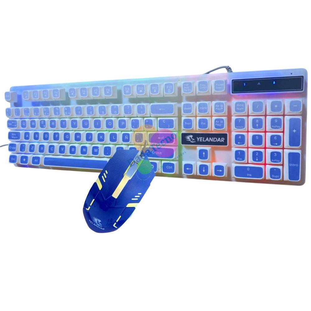 KIT TECLADO Y MOUSE LUZ RGB ALAMBRICO PARA PC LAPTOP BLANCO AZUL KT990 - 3
