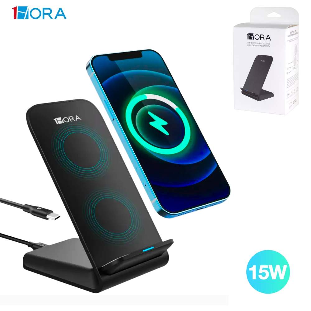 CARGADOR INALAMBRICO PARA CELULAR 15W MODELOS GAR157 NEGRO - 1