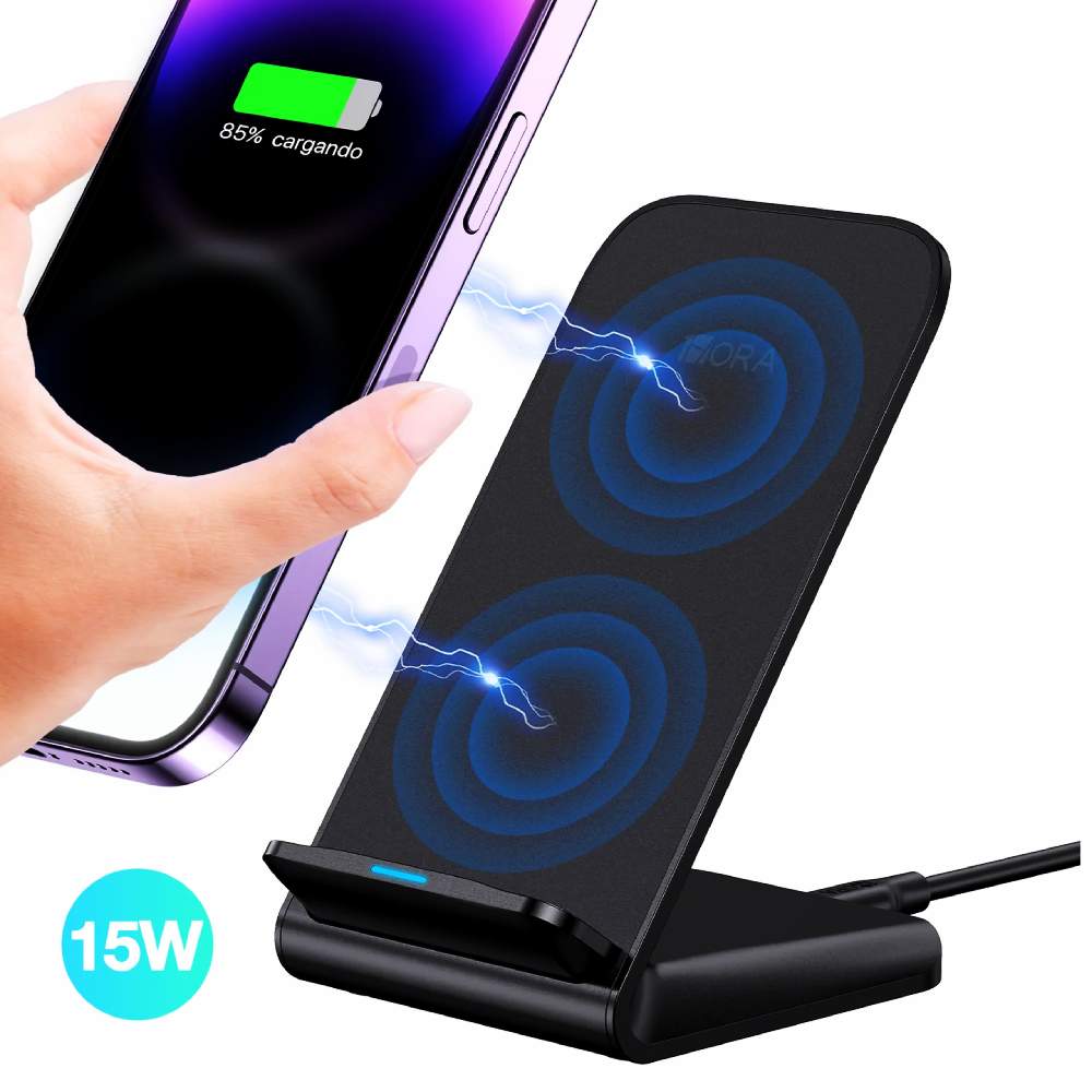 CARGADOR INALAMBRICO PARA CELULAR 15W MODELOS GAR157 NEGRO - 2