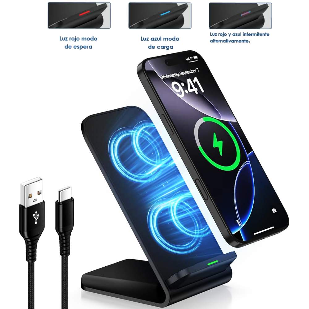 CARGADOR INALAMBRICO PARA CELULAR 15W MODELOS GAR157 NEGRO - 3