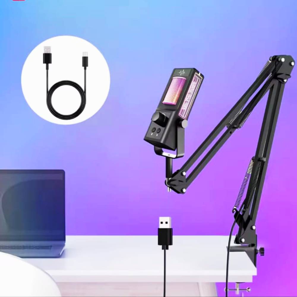 KIT MICROFONO GAMER PARA PC LAPTOP DINAMICO RGB USB ESCRITORIO - 4