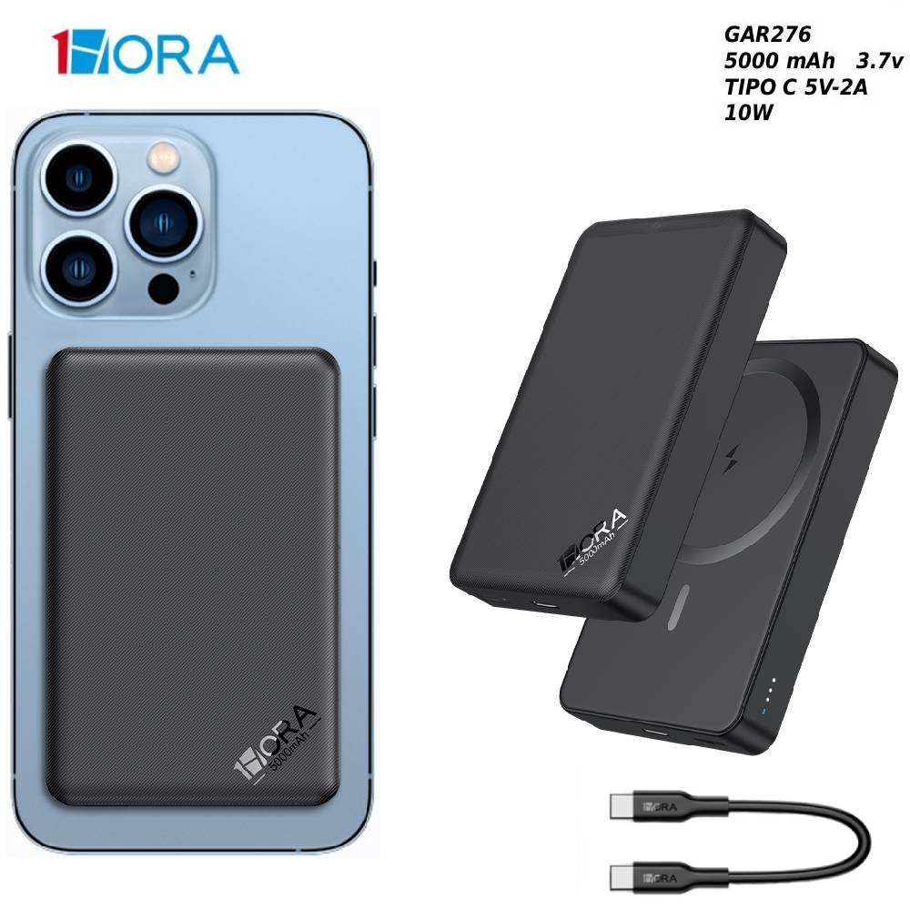 CARGADOR MAGNETICO INALAMBRICO CARGA RAPIDA PARA CELULAR 1HORA 500MAH MODELO GAR276 10W NEGRO - 1