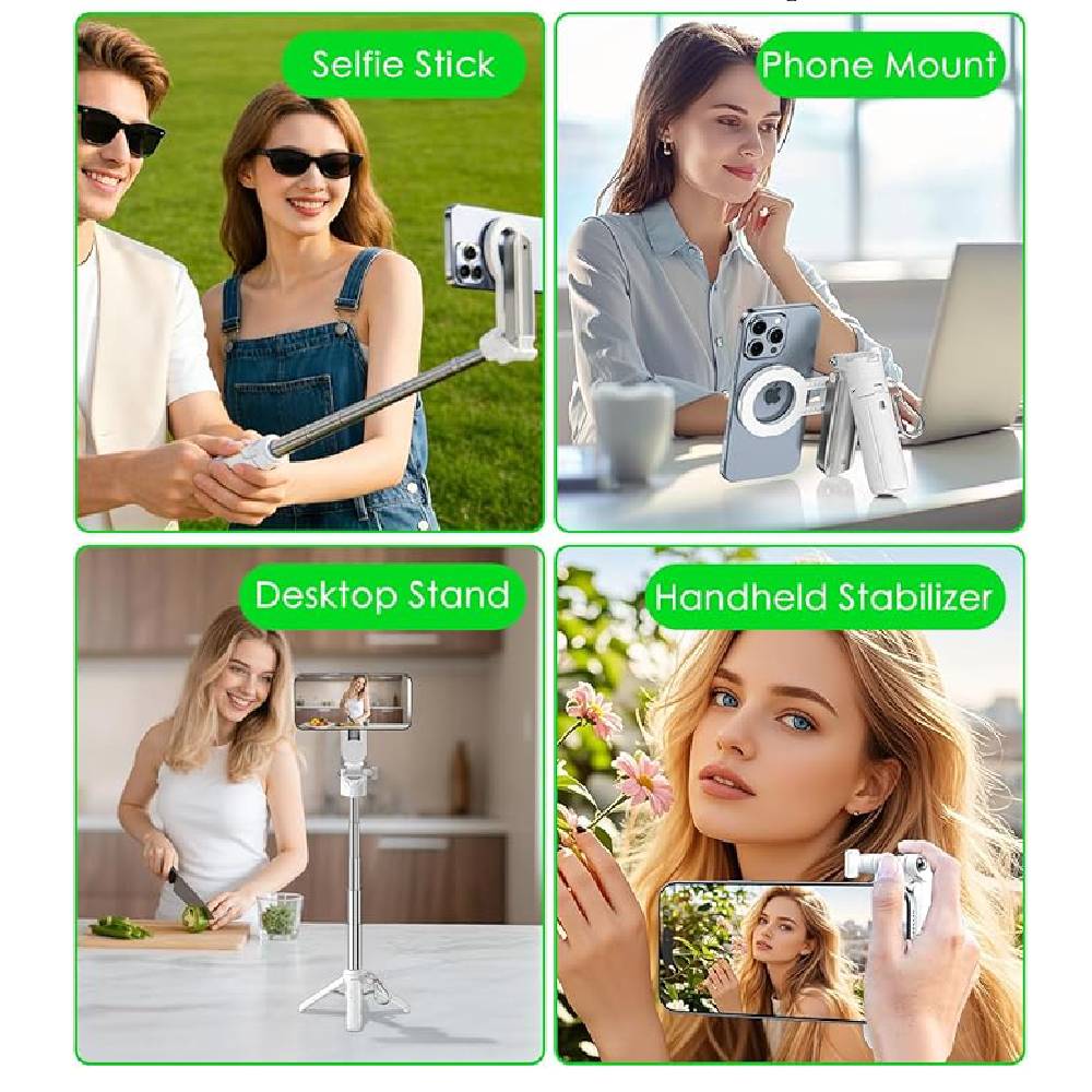 TRIPODE SOPORTE MAGNETICO CLIP PARA CELULAR SELFIE BLUETOOTH BLANCO P15 MINI - 2
