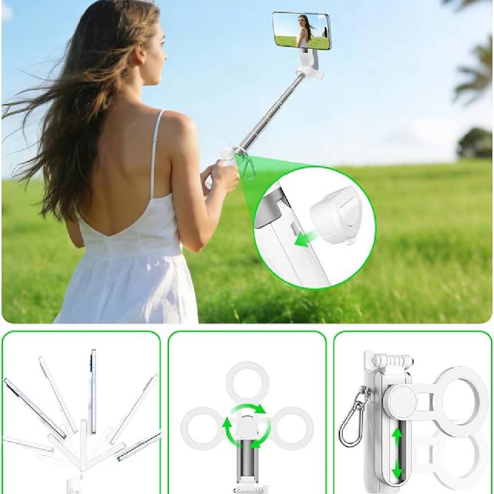 TRIPODE SOPORTE MAGNETICO CLIP PARA CELULAR SELFIE BLUETOOTH BLANCO P15 MINI - 3