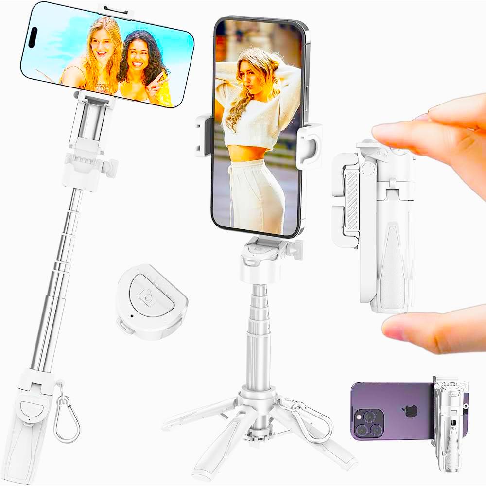 TRIPODE SOPORTE MAGNETICO CLIP PARA CELULAR SELFIE BLUETOOTH BLANCO P15 MINI - 4