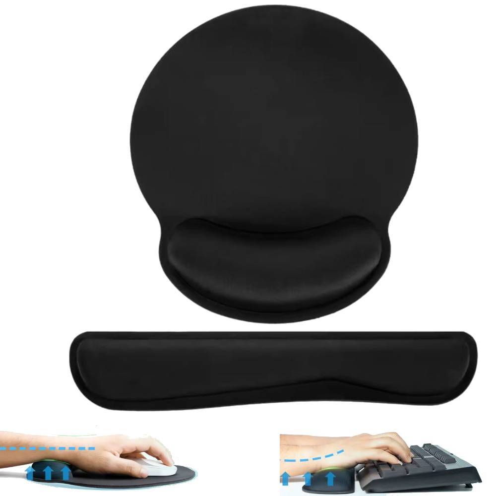 MOUSE PAD CON REPOSA MUÑECA Y ALFOMBRILLA PARA TECLADO COLOR NEGRO - 2