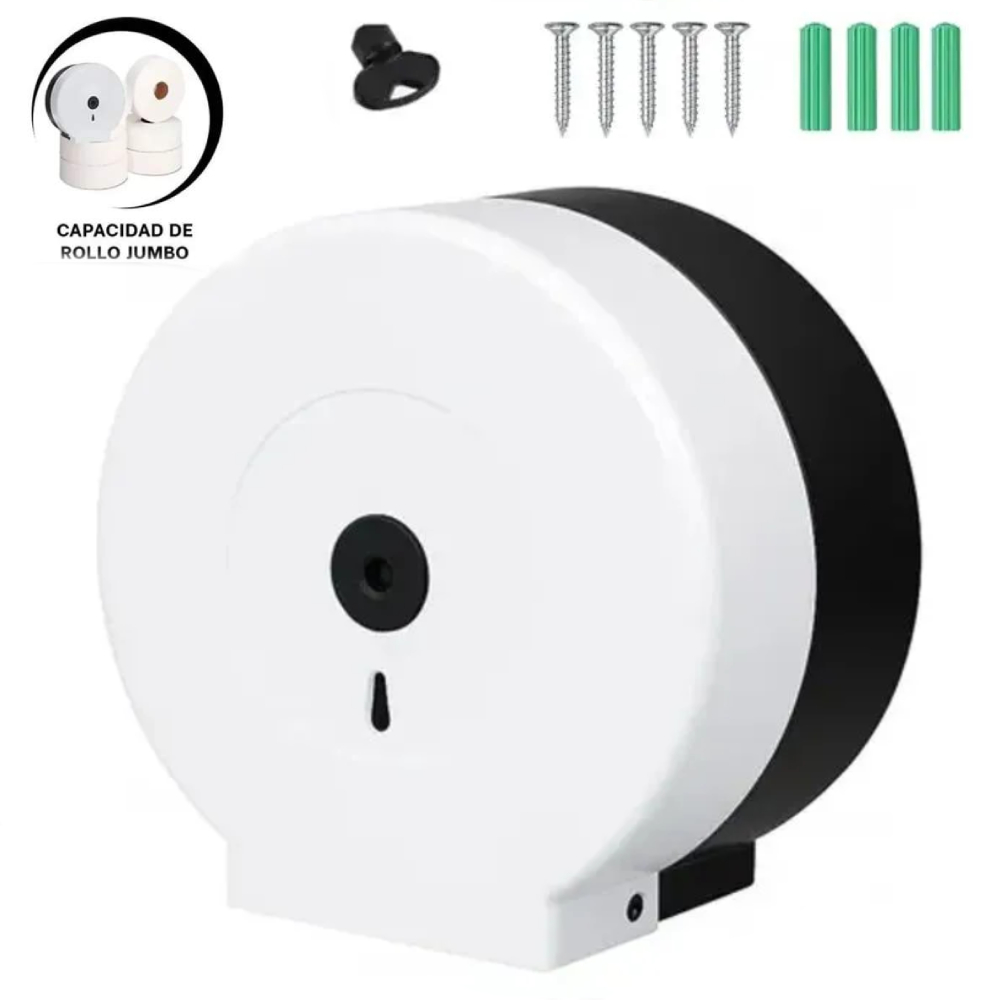 DISPENSADOR DE PAPEL HIGIENICO JUMBO ABS CON SOPORTE 27CM - 1