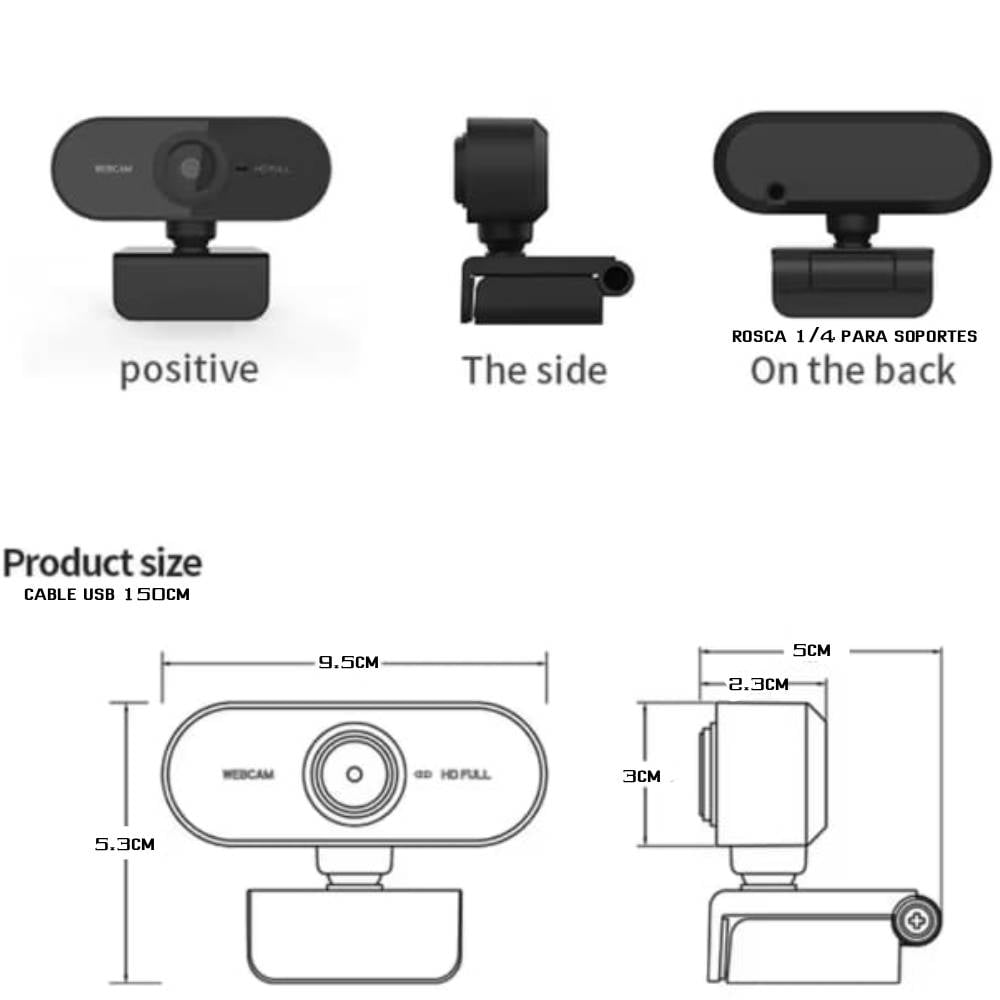 CAMARA WEB CON MICROFONO PARA PC LAPTOP USB NEGRO - 2