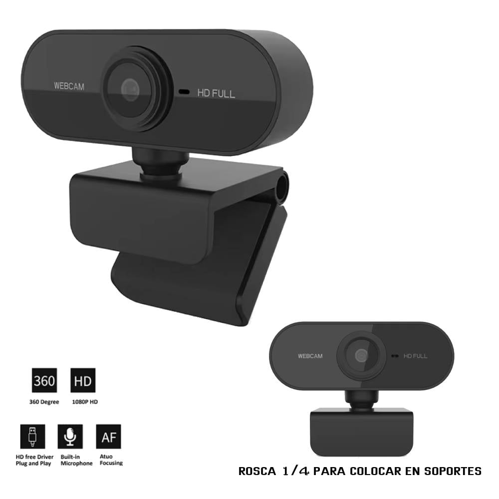 CAMARA WEB CON MICROFONO PARA PC LAPTOP USB NEGRO - 4