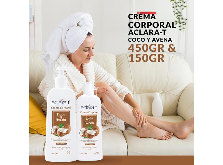 CREMA CUERPO ACLARA-T AROMÁTICA 2 UNIDADES COCO Y AVENA 450G - 3