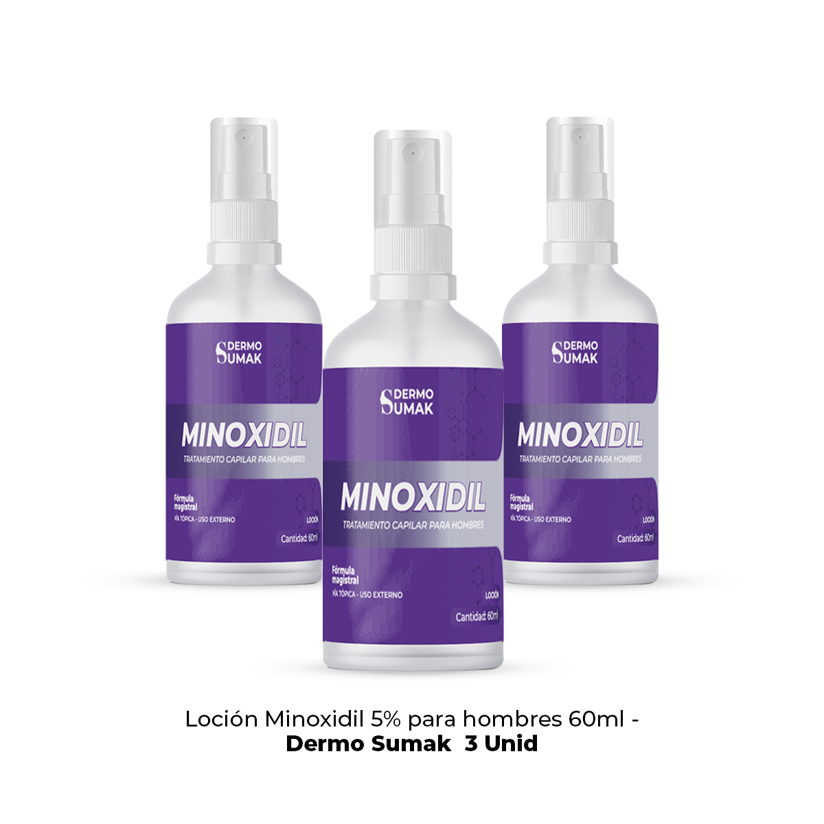 3 LOCION MINOXIDIL 5% 60ML DERMO SUMAK - 1